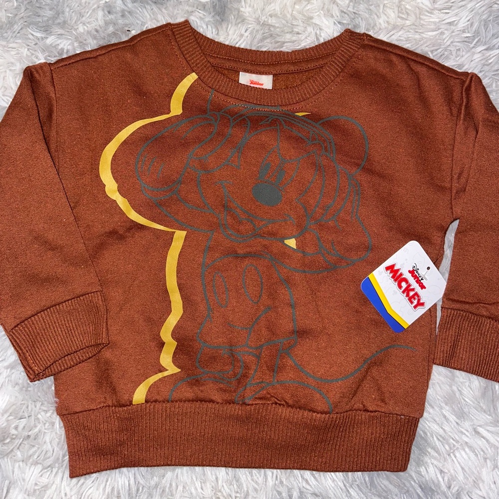 Disney Junior Mickey Mouse Headphones Brown Sweatshirt - NWT Unisex 3T